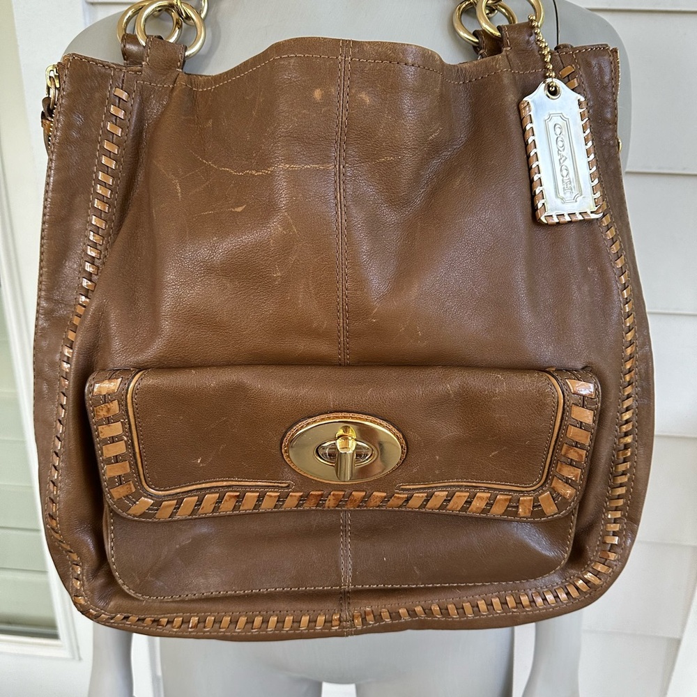 Unique Coach vintage bag. Beautiful brown leather with gold hardware.
